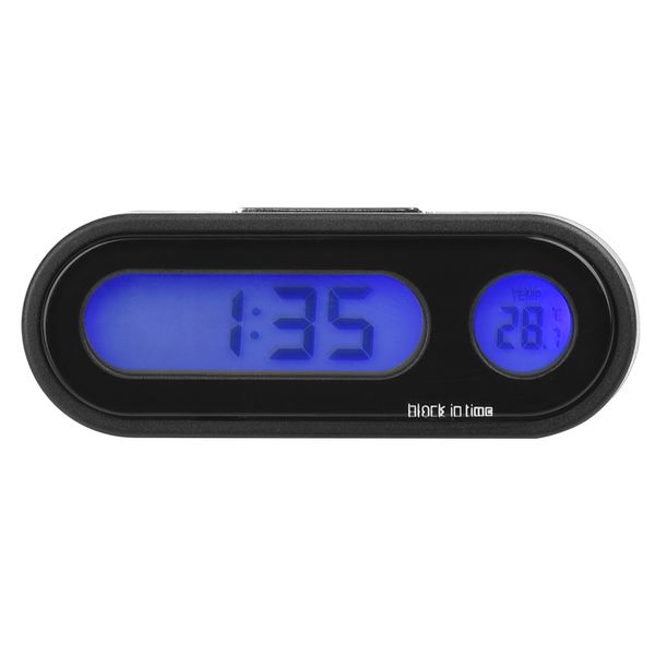 

cargool 2 in 1 car dashboard digital clock adjustable led backlight auto thermometer vehicle temperature gauge black