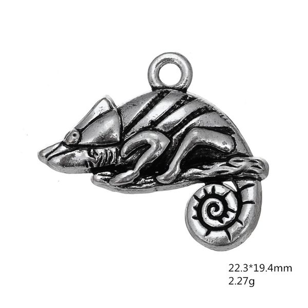 

2021new chameleon animal metal charms, Bronze;silver