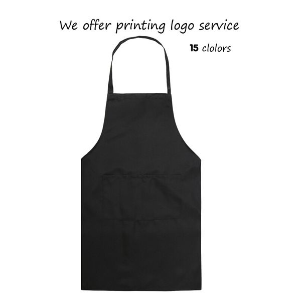 

pure color cooking kitchen apron for woman men chef waiter cafe shop bbq hairdresser aprons custom logo gift bibs wholesale