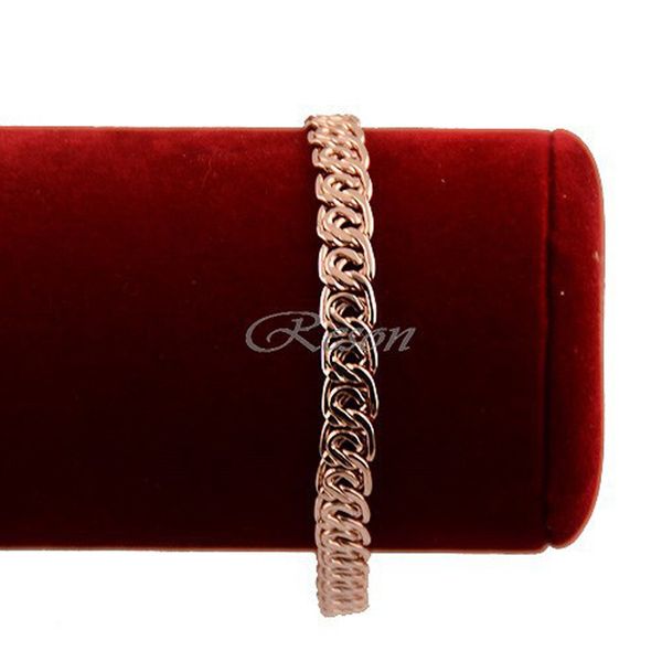 

1pcs trendy 8inch mens womens rose gold filled link bracelet bangle e259, Black
