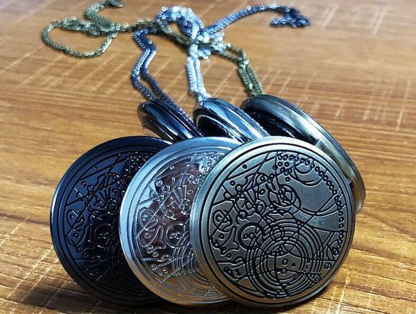 

wholesale 100pcs/lot mix 3colors quartz watches necklace chain bronze pocket watches pw058, Slivery;golden