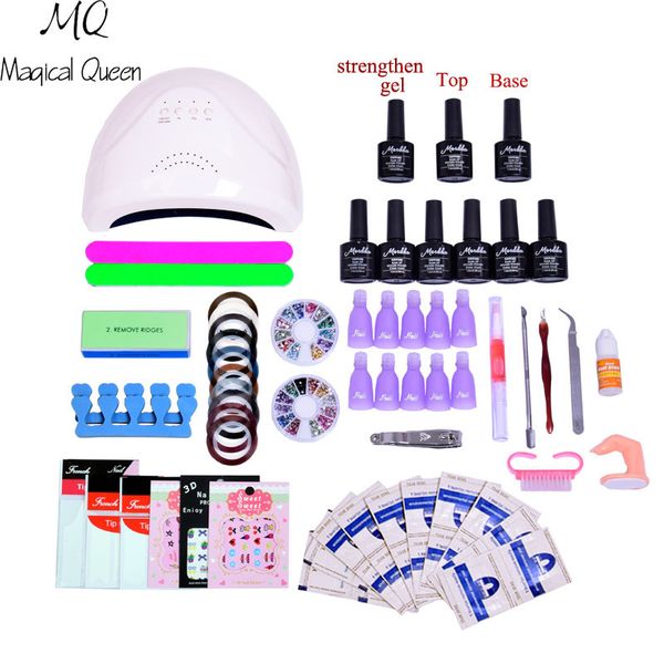 

36w/48w uv led lamp&uv gel polish gel base coat manicure tool 6 color nail polish for nail sets kit dryer
