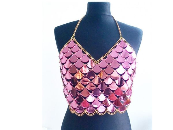 

crop women 2017 metal crop backless party club sequin vest camisole, White