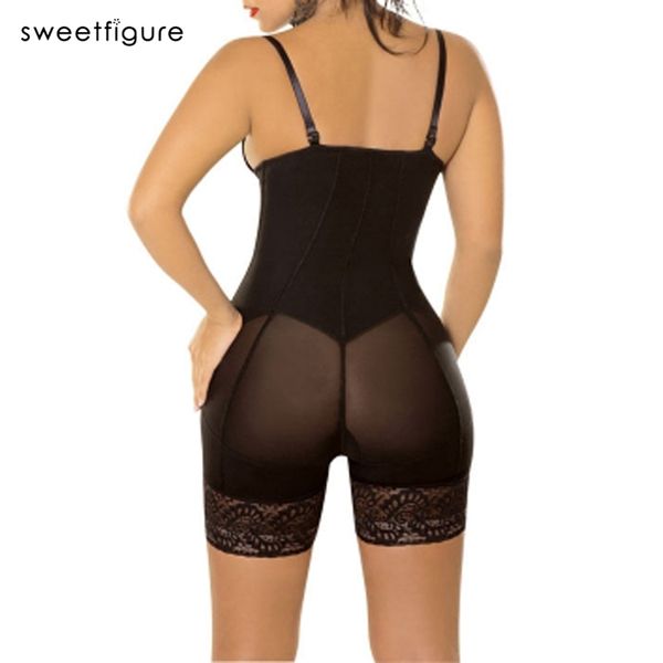 Sexy Butt Lifter Bodysuit Women Lingerie  Shorts Lace Zipper Slimming Body Shaper Shaping Ladies Underwear Suit set