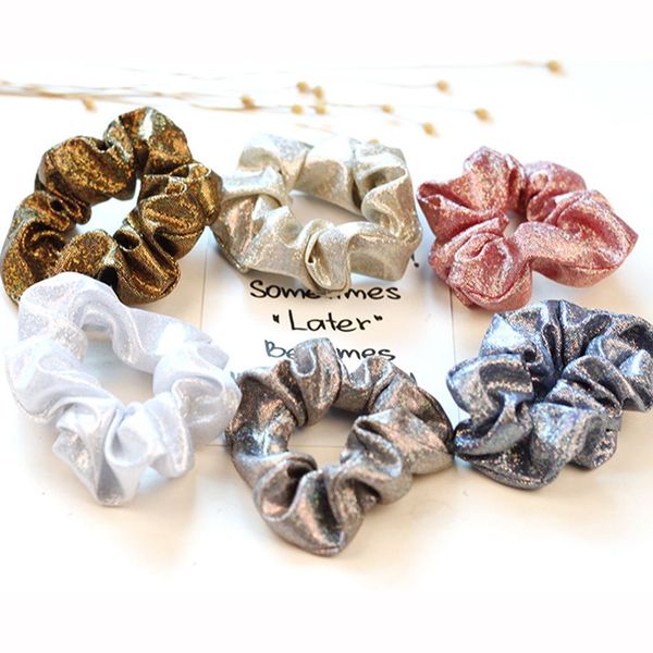 

1pc children girl glitter hair rope elastic floral hair bands ring women ponytail holder scrunchy elegant accessories