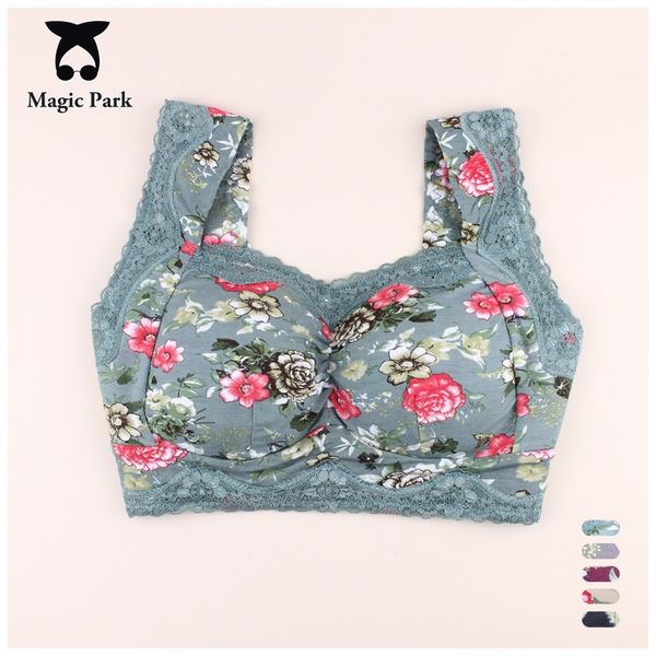 

magicpark 34/75-44/100bcde cotton bras for women wireless bra health push up bralette bra underwear wire plus size bralette, Red;black