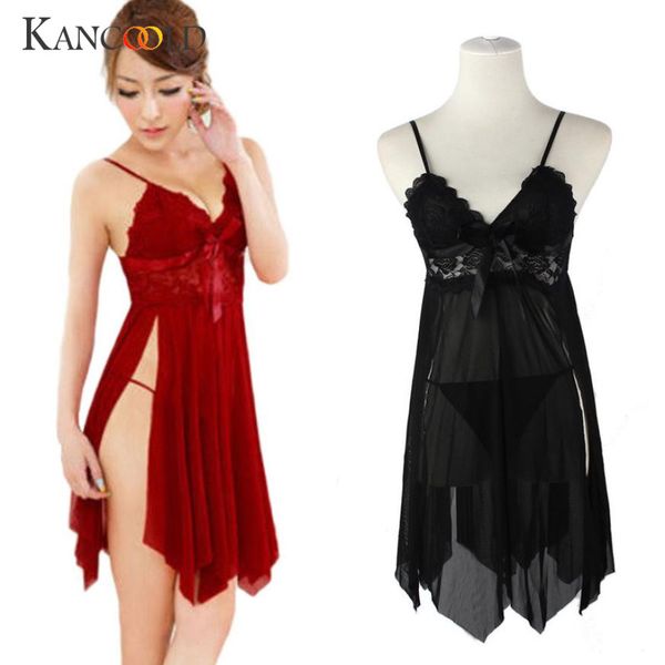 

kancoold black and red lingerie women underwear sleepwear lace dress g-string nightwear mar 15, Black;white