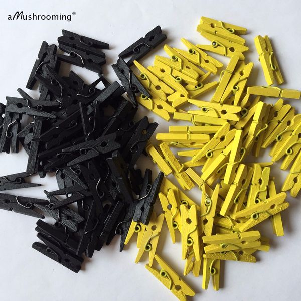 25 X Bumble Mini Clothespins Black Yellow Party Supplies Baby