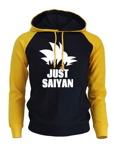 

hoody for men 2018 autumn winter fleece raglan sweatshirt print just saiyan hoodie japan anime z men's hoodies, Black