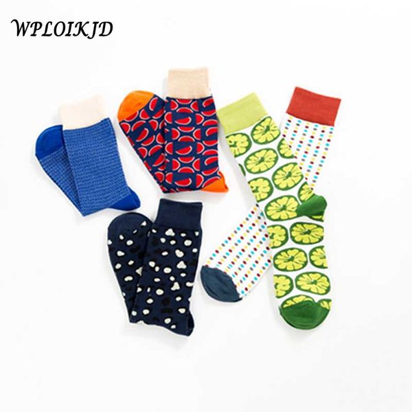 

wploikjd] улицы печати фрукты лимон арбуз хип-хоп мужские носки повседневная harajuku прохладные счастливые носки chaussette homme meias, Black