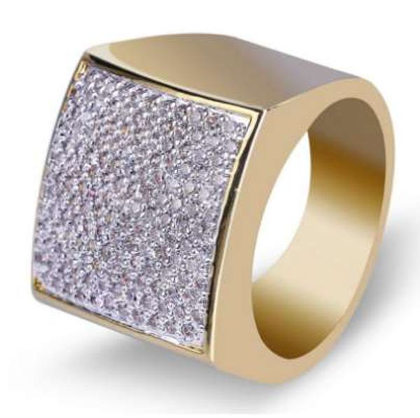

trendy jewelry wholesale hip hop rock iced out ring gold color plated micro pave cz stones rings for men, Golden;silver