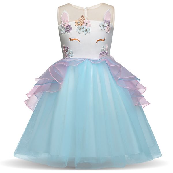 

Toddler Girls Unicorn Dress 4 Colors Sleeveless Embroidered 3D Unicorn Princess Dresses Wedding Dress Summer Performance Skirt 3-7T