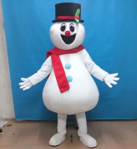2018 Hochwertiges Schneemann-Maskottchenkostüm mit glücklichem Gesicht für Erwachsene