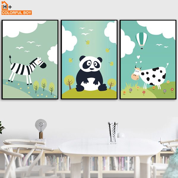 

colorfulboy panda zebra cow wall art canvas painting posters and prints animal popart wall pictures nordic style kids decoration