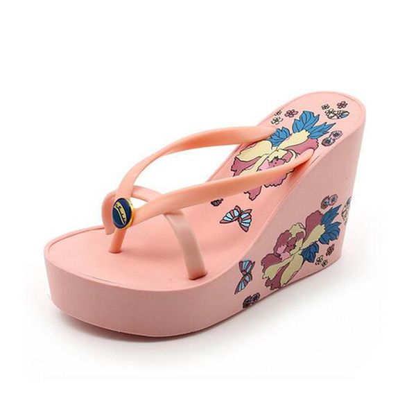 

bigtree новое прибытие женщины флип-флоп супер высокий каблук клинья платформы вьетнамки женщины летние сандалии тапочки женщины 40, Black