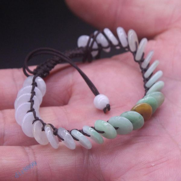 

certified natural green grade a 9*3 mm bead bracelet bangle 5470 stone, Black
