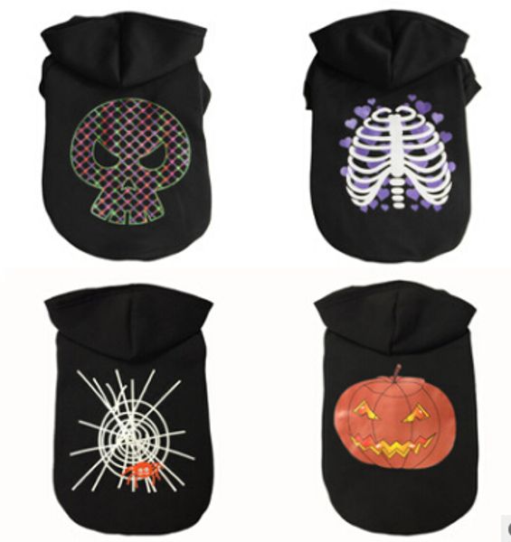 

halloween pet dog cotton clothes halloween black dog coats winter warm pumpkin spider web skull dog costumes