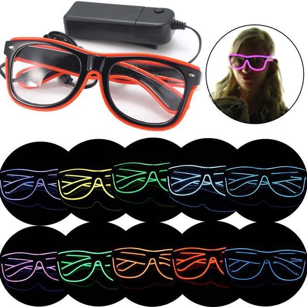 Blinkende Brille, EL-Draht, LED-Brille, Halloween, Weihnachten, leuchtende Partyzubehör, Beleuchtung, 9 Farben, Neuheitsgeschenk