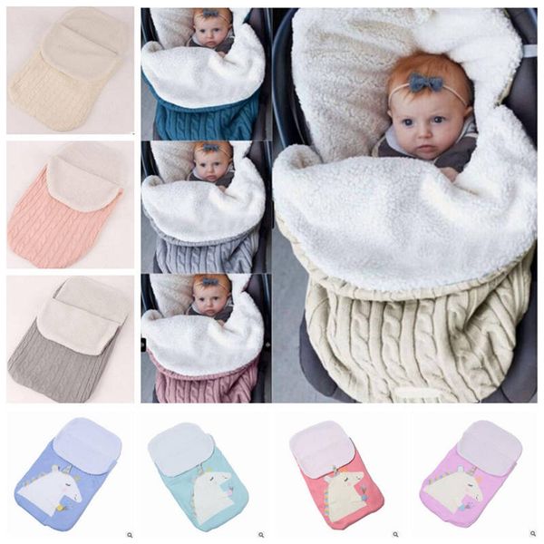 Sacchi nanna per bambini INS Coperta invernale per neonati Unicorno per neonati Fasce morbide Passeggino per neonati Carrello Swaddle in cotone caldo Sacco a pelo YL595-WLL