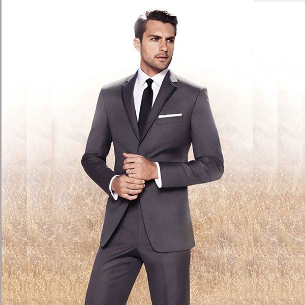 

2018 custom made tailored designs grey formal business meeting men suits male blazer tuxedos slim fit suit with pants 2 pieces, White;black