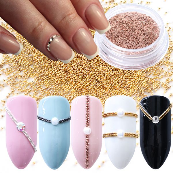 

1 bottle 0.4mm micro nail art stainless steel beads small ball mini caviar rose gold sliver manicure accessory decoration la829, Silver;gold