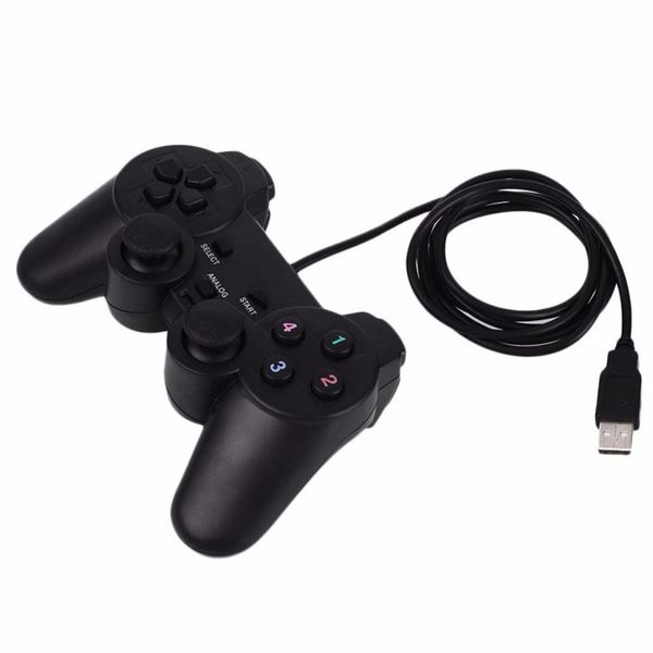 Titreşim Kablolu USB Denetleyicisi Gamepad Joypad Winxp/Win7/Win8/Win10 PC Bilgisayar Dizüstü Bilgisayar Siyah Oyun Joystick DHL FedEx Ups Ücretsiz Nakliye