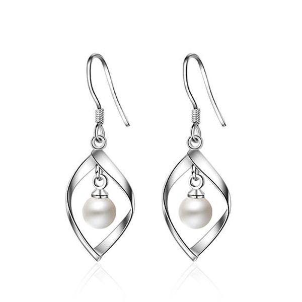 

eh205 рождественский подарок kendra style sophee alloy frame овальные серьги искусственный жемчуг мода мотаться серьги для женщин, Silver