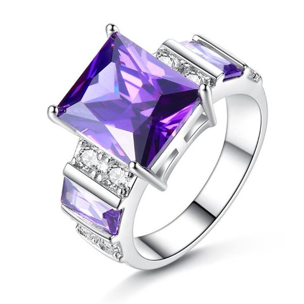 

fashion rectangle zircon rings, Golden;silver