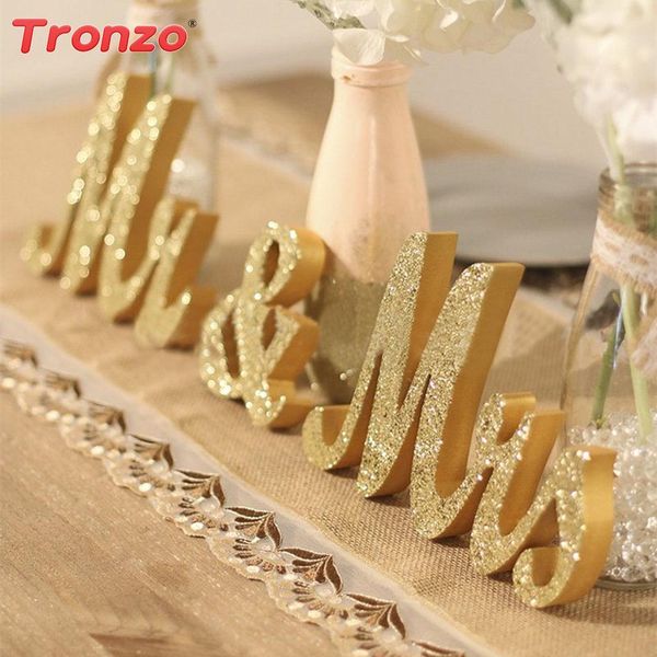 Tronzo Wedding Table Centerpiece Decoration Golden Glitter Mr Mrs
