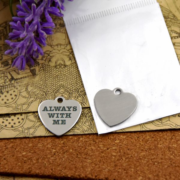 

40pcs--"always with me "stainless steel charms more style for choosing diy charms pendants for necklace, Bronze;silver