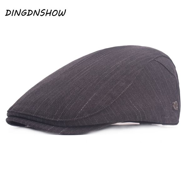 

dingdnshow] 2018 мода береты cap взрослых хлопок мужчины полосатые козырьки hat snapbacks женщины плоская шляпа, Blue;gray
