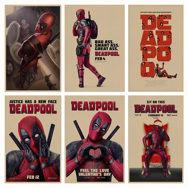 

deadpool retro poster retro kraft paper bar cafe home decor painting wall sticker