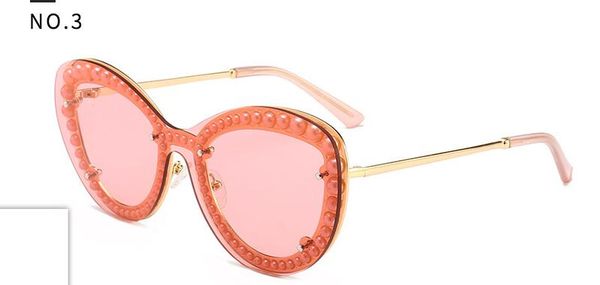 

2307 foreign trade new pearl decoration decorative cat eye frame sunglasses ladies glasses, White;black