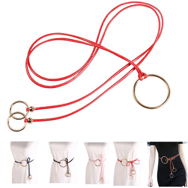 

2018 thin pu leather belt female red brown black white waist belts women dress strap cinturones para hombre dropshipping, Black;brown