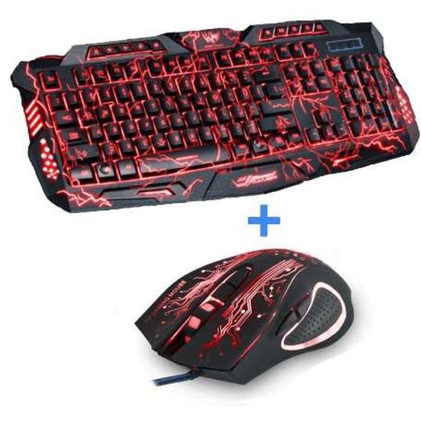 Dreifarbige Computer-Gaming-Tastatur mit Hintergrundbeleuchtung Teclado USB-betriebene Full-N-Key-Spieletastatur für Desktop-Laptop Russischer Aufkleber