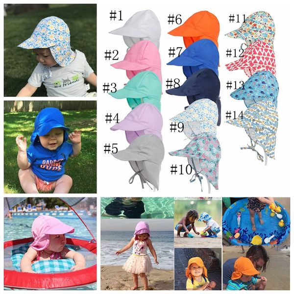 Nueva gorra de sol de verano para recién nacidos, sombrero de cubo Unisex para bebés y niños, sombrero de protección UV, sombrero de playa suave para exteriores, cubierta para el cuello y las orejas, gorra con solapa A9922