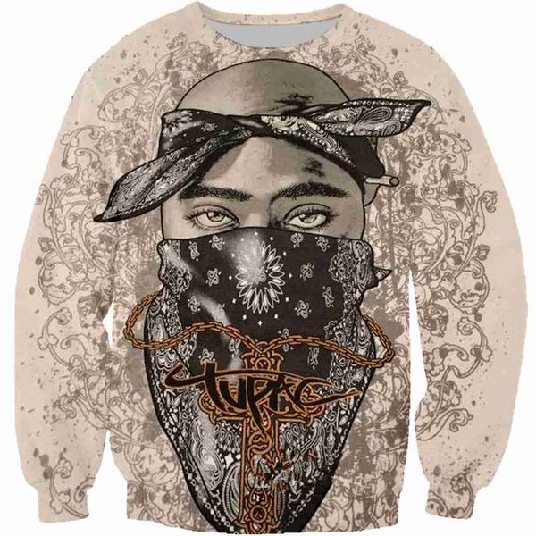 

новое прибытие мода мужчины / женщины 2pac тупак забавный 3d printedsweatshirt стиль мода повседневная толстовка b260, Black