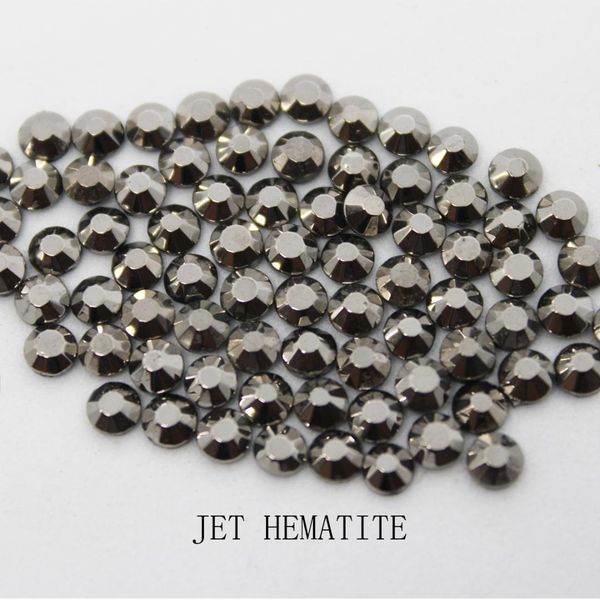 

jet hematite ss6-ss10 machine glass material dmc ix rhinestones flatback glass for clothing decoration, Silver;gold