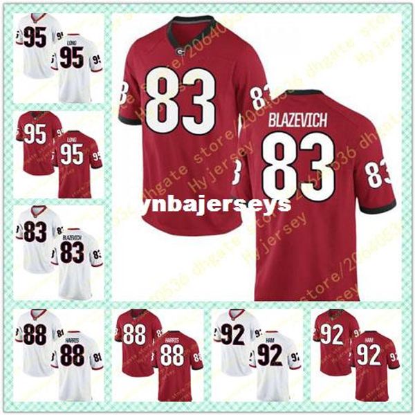 

mens jeb blazevich jersey jackson harris william ham marshall long georgia bulldogs alumni stitched black red white football jerseys