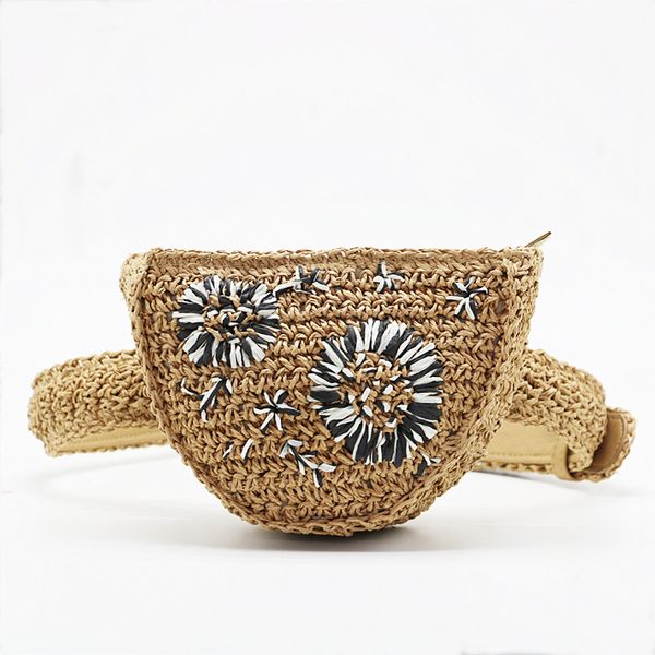 

fashion hand woven pu leather rattan waist bag bananka bohemian vacation fanny pack women catwalk belly band belt bag