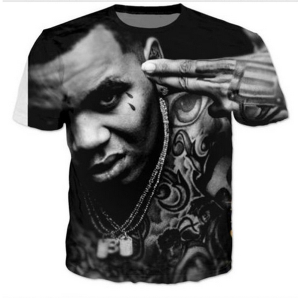 

fashion mens/womans cool kevin gates summer style funny 3d print casual t-shirt plus size zgx053, White;black