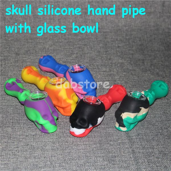 

Hot Sale Silicone Rig silicone smoking pipe Hand Spoon Pipe Hookah Bongs 10 Colors silicon oil dab rigs with glass bowl DHL