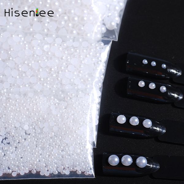 

500-1000pcs flat back pearl round white beige fashion charm style dazzling nail art decoration 3d jewelry accessories design, Silver;gold