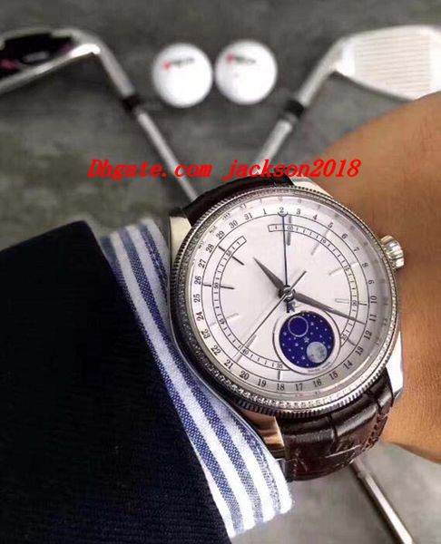 

Luxury Watches New 18k Gold White Dial Diamond Bezel 39mm Moon Phase Model Men's Watch M50525-0002 Automatic Fashion Men's Wristwatch