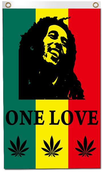 2020 3x5ft Bob Marley One Love Flag 90x150cm Polyester Hippie