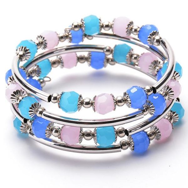 

new natural blue crystal multi-ring winding bracelet fashion ladies multi-layer bracelet fashion new product sales, Golden;silver
