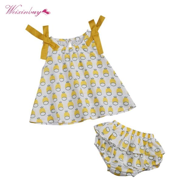 

baby sets girls cotton yellow small carrot printed + big pp shorts baby summer sleeveless casual clothes, White