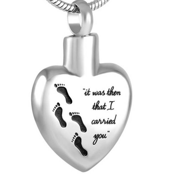 

"it was them that i carried you"funeral casket urn jewelry cremation ashes keepsake pendant, Silver