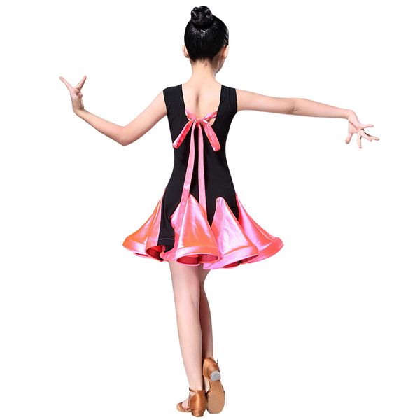 

latin dance dress for girl competition ballroom latin salsa dress kids girl rumba samba spandex children tango skirt costume, Black;red