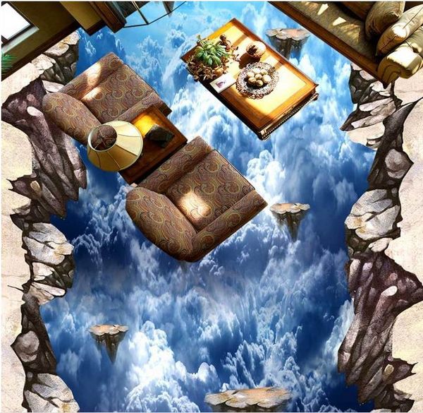 

3d полы из пвх водонепроницаемый открытый проход выставочный зал небо на деревянный мост 3d этажам живописи